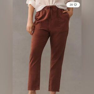 Anthropologie Pilcro Linen Drawstring Pants in Rust, Brown